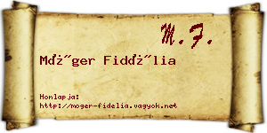 Móger Fidélia névjegykártya